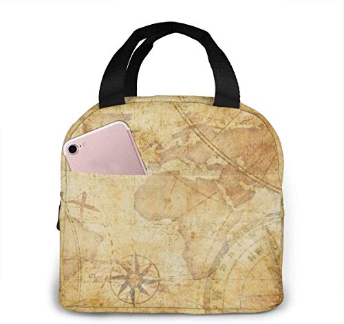 OIVLA Bolsa Térmica Old Nautical Treasure Map Vintage Portable Insulated Lunch Bag Workers Students Simple and Elegant Portable Insulation Lunch Bag