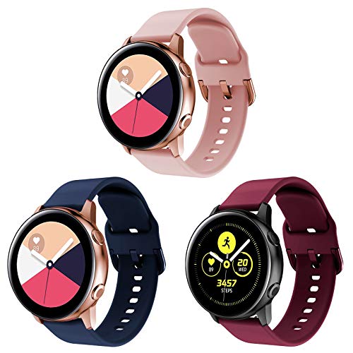 Onedream Correa Compatible con Samsung Galaxy Watch Active/Active 2 44mm 40mm Pulsera Silicona Mujer Hombre, Repuesto Compatible con Samsung Galaxy Watch 42mm/ Galaxy Watch 3 41mm, 3 Colores