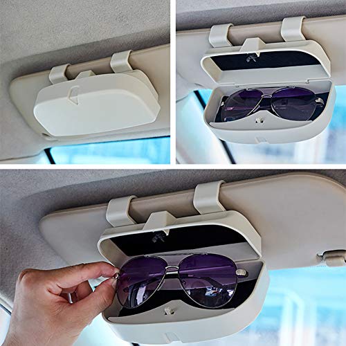 Oyria - Soporte universal para gafas de sol para coche, gafas de sol para coche, caja de almacenamiento para anteojos, organizador con portatarjetas, visera, bolsillos para sombrilla, gris