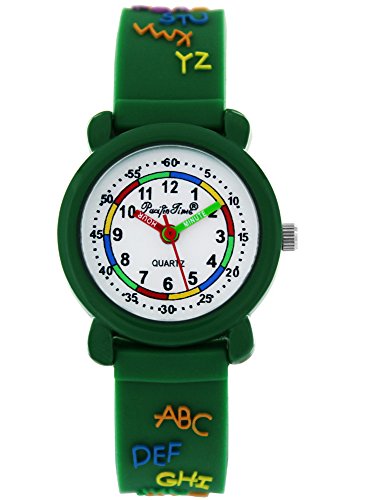 Pacific Time First Reloj De Pulsera Infantil ABC Niña Niño Relojes números Reloj de aprendizaje multicolor manecillas Reloj analógico de cuarzo verde 86295