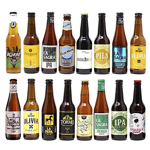 Pack de 16 cervezas artesanas Rubias. El mejor regalo. Incluye Granada Beer Cream Ale, Medalla de Oro en Barcelona Beer Challenge 2020 categoría STANDARD AMERICAN