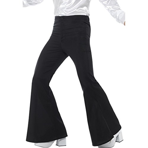 Pantalones Acampanados Negros - XL (ES 56/58) | Pantalones de Pata de Elefante Hombres | Saturday Night Fever | Pantalones de Campana Años 70