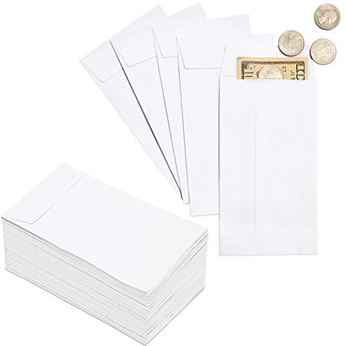 Paquete de 100 sobres pequeños para dinero y monedas, para intercambio de monedas, uso comercial, o para entregar regalos personales, en blanco - 8,9 cm x 16,5 cm