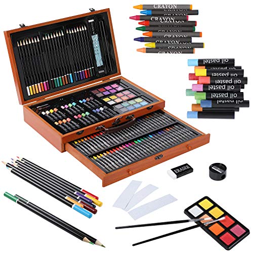 Pedy 142 pcs Estuche de Pinturas para Niños, con Maletín de Madera, Incluye Lápices de Cera, Acuarelas, Lápices de Colores, Pasteles al Óleo, Pasta de Aceite, Lápices de Carbón, Paleta, Pinceles Pedy 142 pcs Estuche de Pinturas para Niños, con Maletín de Madera, Incluye Lápices de Cera, Acuarelas, Lápices de Colores, Pasteles al Óleo, Pasta de Aceite, Lápices de Carbón, Paleta, Pinceles