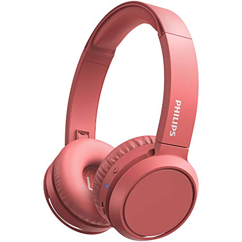 Philips H4205RD/00 Auriculares inalámbricos Bluetooth, On Ear (Bass Boost, 29 horas de autonomía, Función de carga rápida, Aislamiento acústico, Diseño plegable) - Color rojo mate, Modelo de 2020/2021