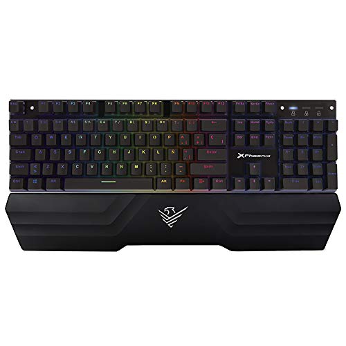 Phoenix Technologies - MK1 - Teclado Mecánico RGB para Gaming Configurable con Cable QWERTY Español, Perfiles de Juego, Negro Phoenix Technologies - MK1 - Teclado Mecánico RGB para Gaming Configurable con Cable QWERTY Español, Perfiles de Juego, Negro