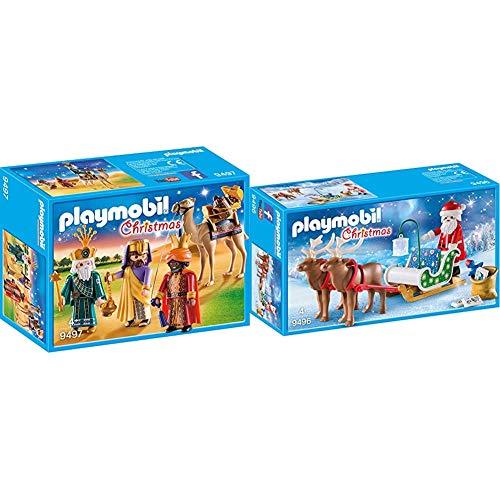 Playmobil- Reyes Magos Juguete, Multicolor, tu (Geobra Brandstätter 9497) + Trineo de Papá Noel con Reno Juguete, Multicolor, tu (Geobra Brandstätter 9496)