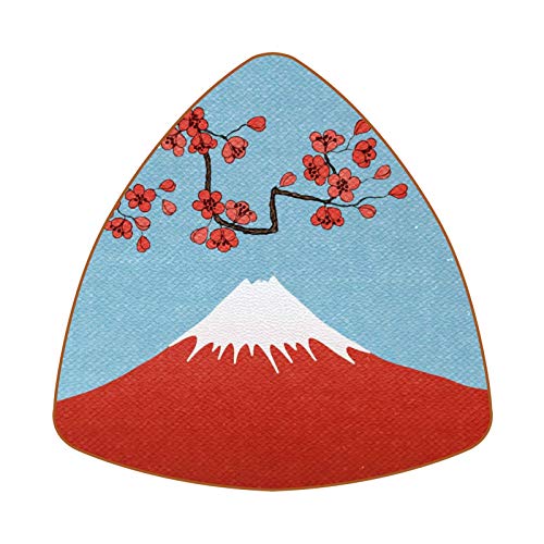 Posavasos triangulares para bebidas Fuji Mountain Japan Scenery taza de cuero tapete para proteger muebles, resistente al calor, decoración de bar de cocina, juego de 6