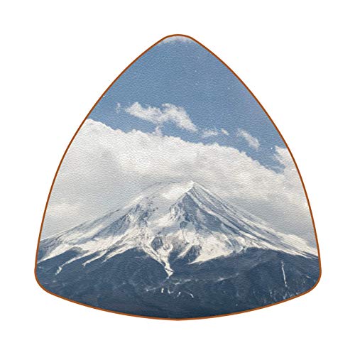 Posavasos triangulares para bebidas Fuji Mountain Japan Scenery taza de cuero tapete para proteger muebles, resistente al calor, decoración de bar de cocina, juego de 6 Posavasos triangulares para bebidas Fuji Mountain Japan Scenery taza de cuero tapete para proteger muebles, resistente al calor, decoración de bar de cocina, juego de 6