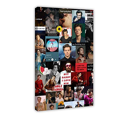 Póster retro de Harry-Styles con foto de cantante británico Heji en lienzo para decoración de pared para sala de estar, dormitorio, 50 x 75 cm Póster retro de Harry-Styles con foto de cantante británico Heji en lienzo para decoración de pared para sala de estar, dormitorio, 50 x 75 cm