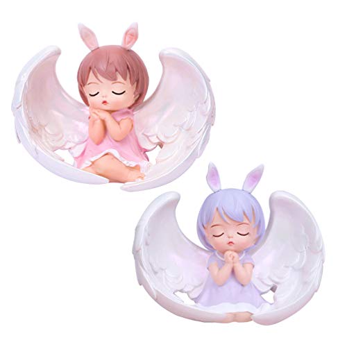 PRETYZOOM - Figura decorativa de ángel para niña, diseño de ángel de niña, 2 unidades