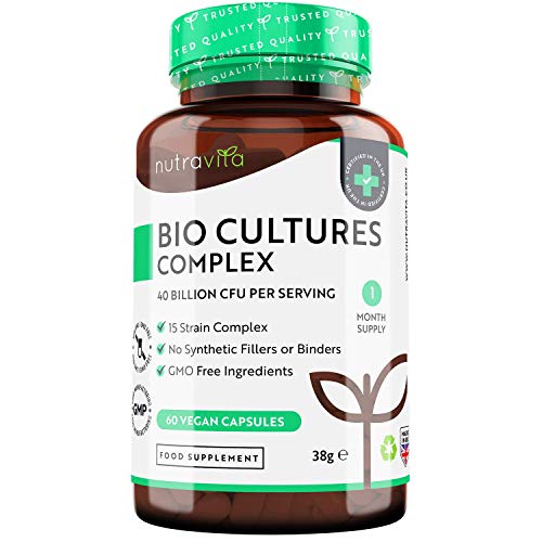 Probióticos Complex 40 Mil Millones CFU con 15 Cepas de Bacterias por Porción - Probioticos Intestinales para Mujeres y Hombres- Hecho en el Reino Unido por Nutravita Probióticos Complex 40 Mil Millones CFU con 15 Cepas de Bacterias por Porción - Probioticos Intestinales para Mujeres y Hombres- Hecho en el Reino Unido por Nutravita