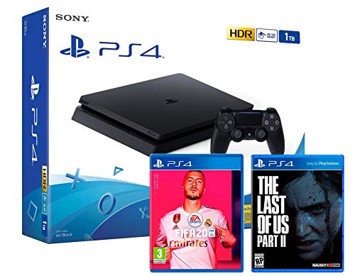 PS4 Slim 1Tb Negra Playstation 4 Consola + FIFA 20 + The Last Of Us 2