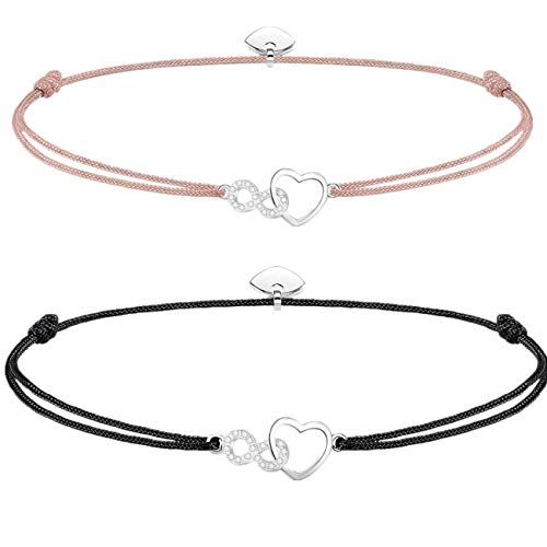 Pulsera de plata de ley 925 con colgante de corazón con circonita, pulsera trenzada a mano, regalo de cumpleaños (BFF) Pulsera de plata de ley 925 con colgante de corazón con circonita, pulsera trenzada a mano, regalo de cumpleaños (BFF)