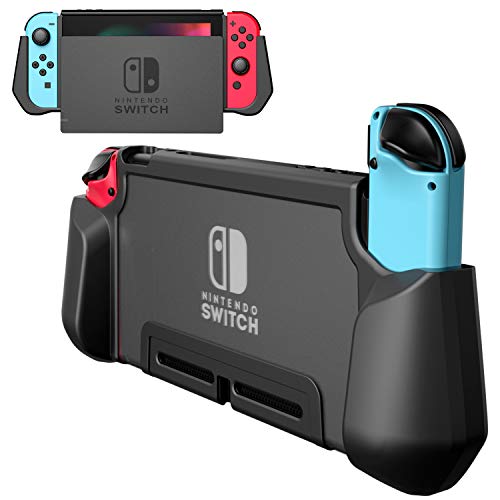 PZOZ - Funda para Nintendo Switch, carcasa ergonómica de TPU y policarbonato, ultrafina, compatible con Nintendo Switch Negro