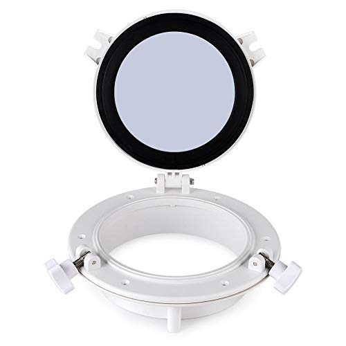 Qiilu Ojo de buey redondo de 215 mm, Iluminación de ojo de buey redondo de yate RV Portillas de ventana de compuerta de ventilación