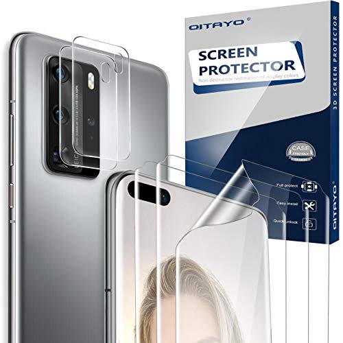 QITAYO Protector de Pantalla para Huawei P40 Pro, [Cobertura Total] [Alta sensibilidad] [Anti-arañazos] [Soft Film] Huawei P40 Pro Protector Pantalla [2+3 Piezas]