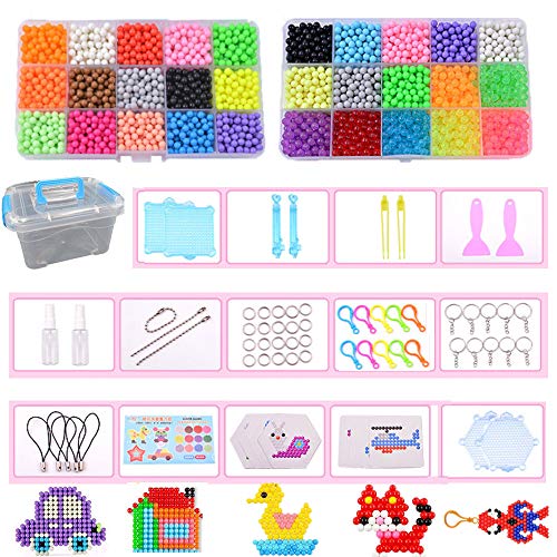 Queta Juego de Cuentas de Agua, 4800pcs 30 Colores Kit de Abalorios de Agua para Niños, Craft Cristal Cuenta Adhesiva para Recarga de Juguetes, DIY Accesorios Educativos de Artesanía