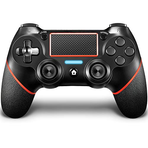 QULLOO Mando para PS4, Joystick Inalámbrico para PS4, Controlador con Vibración Doble / 6-Ejes/Puerto de Audio Remoto/Panel Táctil, Mando Bluetooth para Playstation 4 / Pro/Slim (Rojo)