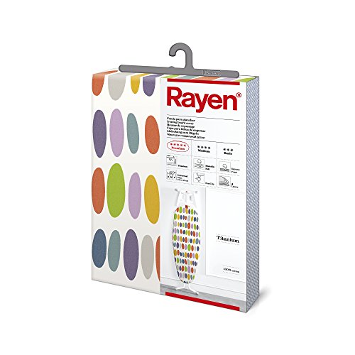 Rayen | Funda para tabla de planchar | Alcolchada y fácil de colocar | Sistema EasyClip | 4 capas: Espuma, Muletón, tejido 100% de Algodón y Titanio | Con recubrimiento de titanio | 130x47 cm Rayen | Funda para tabla de planchar | Alcolchada y fácil de colocar | Sistema EasyClip | 4 capas: Espuma, Muletón, tejido 100% de Algodón y Titanio | Con recubrimiento de titanio | 130x47 cm