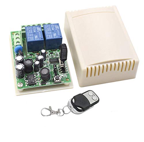 Receptor Universal 433 MHz Radio Receptor con Transmisor Autoaprendizaje 2 Canales para Garaje Puertas Portón Automática Persianas Luces Motor Momentary Toggle Latched Mode Relay AC 220V