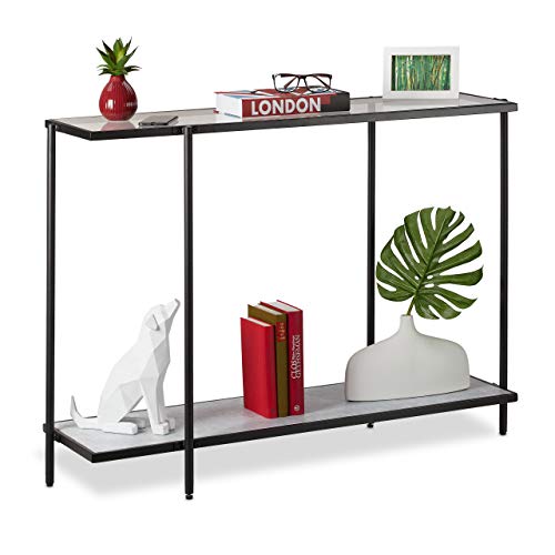 Relaxdays Mesa Consola con 2 estantes, Cristal y Aspecto de mármol, 80 x 110,5 x 36 cm, Color, Negro/Blanco, 1 Unidad Relaxdays Mesa Consola con 2 estantes, Cristal y Aspecto de mármol, 80 x 110,5 x 36 cm, Color, Negro/Blanco, 1 Unidad
