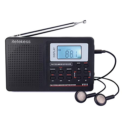 Retekess V111 Radio Portátil FM Am SW, DSP Radio de Bolsillo con Temporizador de Reposo, Radio de Onda Corta con Hora y Despertador, para Familia, Cocina, Exteriores, Viajes Retekess V111 Radio Portátil FM Am SW, DSP Radio de Bolsillo con Temporizador de Reposo, Radio de Onda Corta con Hora y Despertador, para Familia, Cocina, Exteriores, Viajes