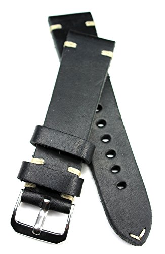 RIOS 1931 - Correa para reloj de pulsera (22 mm, piel alemana), color negro