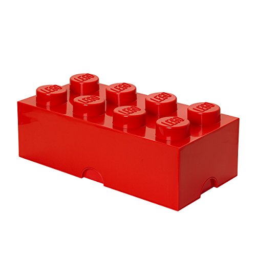 Room Copenhagen Ladrillo de Almacenamiento de 8 espigas de Lego, Caja de almacenaje apilable, 12 l, Rojo