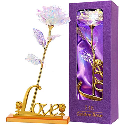 Rosa 24K Chapadas en Oro Rosas Flores Artificiales Rosa de Galaxia con Caja de Regalo y Soporte Rosa Eterna para Novia Esposa Día de San Valentín Día de la Madre Aniversario Boda Cumpleaños Navidad Rosa 24K Chapadas en Oro Rosas Flores Artificiales Rosa de Galaxia con Caja de Regalo y Soporte Rosa Eterna para Novia Esposa Día de San Valentín Día de la Madre Aniversario Boda Cumpleaños Navidad