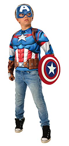 Rubies-Avengers Endgame Captain America Deluxe Costume Top Set Capitan Disfraz, Liso, Color como se Muestra, Normal (G40224) Rubies-Avengers Endgame Captain America Deluxe Costume Top Set Capitan Disfraz, Liso, Color como se Muestra, Normal (G40224)
