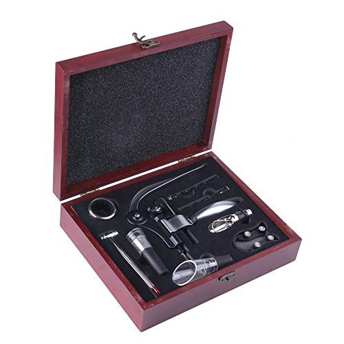 Sacacorchos,GWCLEO Lujo Abrebotella con Elegante Caja Regalo,Juegos de Accesorios para Vino con Abridor Botella,Cortacápsula,Aireador,Tapón y Vertedor,Recogegota para Botella,Termómetro,Bomba Vacío Sacacorchos,GWCLEO Lujo Abrebotella con Elegante Caja Regalo,Juegos de Accesorios para Vino con Abridor Botella,Cortacápsula,Aireador,Tapón y Vertedor,Recogegota para Botella,Termómetro,Bomba Vacío