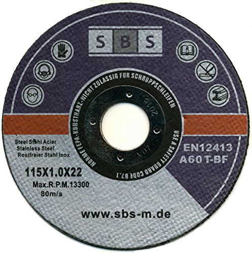 SBS - Schlößer Baustoffe - Disco de corte (acero inoxidable, 50 unidades, 115 x 1 mm)