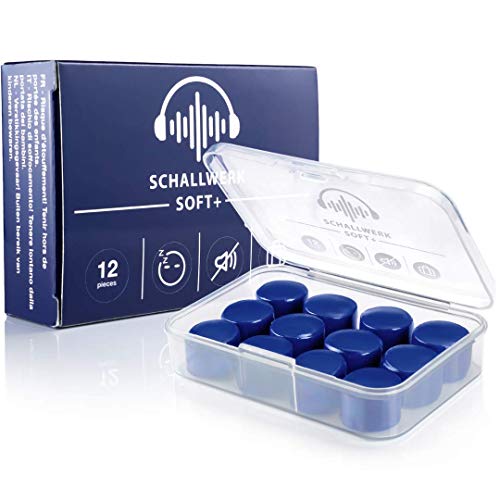 SCHALLWERK ® Soft+ Tapones auditivos de silicona blandos - Refuerzo óptimo de la protección auditivo durante el sueño – Tapones blandos para dormir hechos de silicona