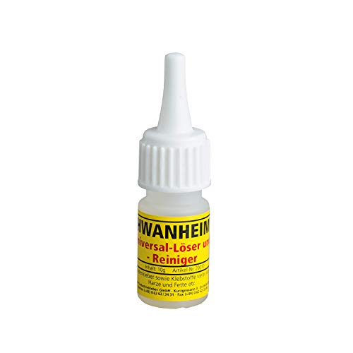 SCHWANHEIMER - Líquido y limpiador universal - 10 ml - Elimina y disuelve pegamentos, restos de pegamento y manchas persistentes (por ejemplo, vino tinto) - C345577 SCHWANHEIMER - Líquido y limpiador universal - 10 ml - Elimina y disuelve pegamentos, restos de pegamento y manchas persistentes (por ejemplo, vino tinto) - C345577