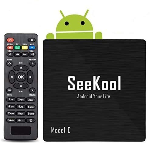 SeeKool Android 7.1 Smart TV Box Model C Android TV Box con 1GB RAM 8GB ROM, 4K UHD, Amlogic S905W Quad Core 64bit CPU, HDMI & AV Salida, 2 Puerto USB, WiFi LAN Android TV Player