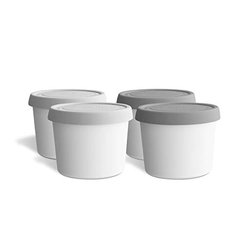 Set de 4 recipientes para conservar helado 400 ml hecho de plástico de sin BPA con tapas de silicona recipientes hérmeticos apto para lavavajillas