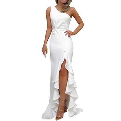 SHOBDW Vestidos Mujer Día De San Valentín Presente SóLido Un Hombro Vestido De Fiesta De Noche Formal Elegante con Pliegues Altos con Volantes De Hendidura Elegante Maxi Vestidos Largos(Blanco,XXL) SHOBDW Vestidos Mujer Día De San Valentín Presente SóLido Un Hombro Vestido De Fiesta De Noche Formal Elegante con Pliegues Altos con Volantes De Hendidura Elegante Maxi Vestidos Largos(Blanco,XXL)
