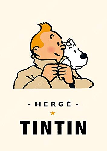 shuimanjinshan Mars Exploration The Adventures of Tintin Dog Cartoon Canvas Painting Vintage Kraft Poster Coated Wall Stickers Home Decor Gift Canvas 50x70cm G1