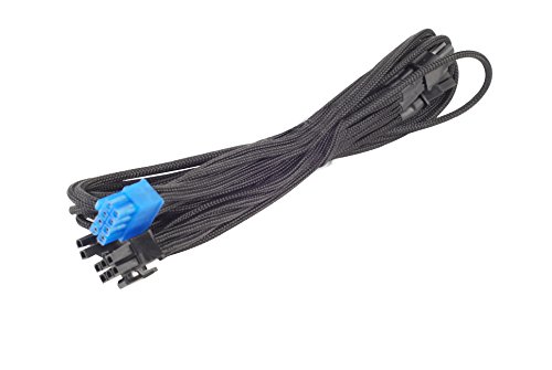 Silverstone SST-PP06B-2PCIE70-70cm 2X PCI-E-8pines (6+2) Cable enfundado para FA, Negro