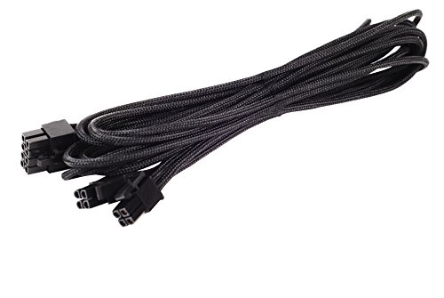 Silverstone SST-PP06B-EPS75 - Cable enfundado para FA de 75cm EPS/ATX 8pin(4+4), Negro