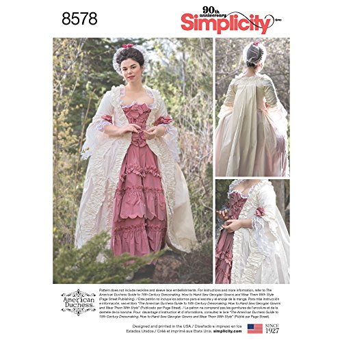 Simplicity Simplcity 8578Simplicity Pattern 8578 Vestido para Mujer del Siglo XVIII, Papel, Blanco, R5 (14-16-18-20-22)