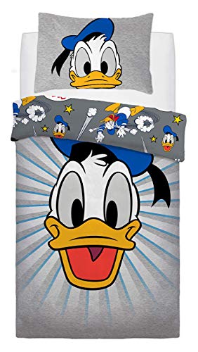 Sleepdown Disney Donald Duck Juego de Cama Individual Reversible y Fundas de Almohada, Mezcla de algodón, Mezcla de algodón, Suelto