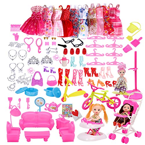 smileh Accesorios para Muñecas Barbie 10PCS Vestidos de Moda 108PCS Accesorios para 11.5 Pulgada Muñeca