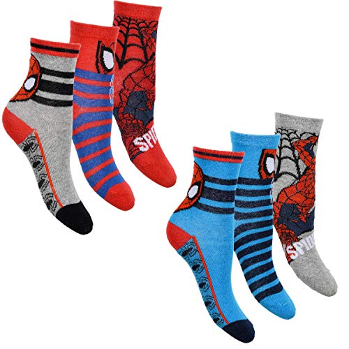 Spiderman Pack de 6 calcetines para niño con muchos diseños y diseños diferentes. Spiderman Mix 9 23-26