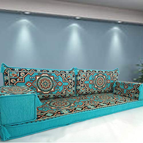 Spirit of 76 Conjunto de sofá de piso estilo oriental árabe majlis asientos bohemios muebles bancos cojines / SHI_FS2126 Spirit of 76 Conjunto de sofá de piso estilo oriental árabe majlis asientos bohemios muebles bancos cojines / SHI_FS2126
