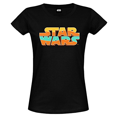 Star Wars Camiseta de Las señoras del Logotipo del Vintage de algodón Negro - L