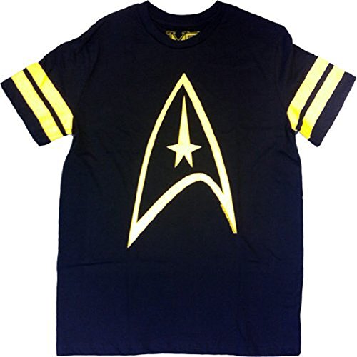 Star Wars - Camiseta negra para hombre con mangas a rayas y con estampa del emblema de "la guerra de las galaxias" y "star trek" (adulto - talla s)