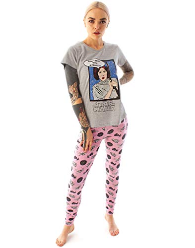 Star Wars Pijamas de Princesa Leia para Mujer Pantalones y Camiseta Star Wars Pijamas de Princesa Leia para Mujer Pantalones y Camiseta