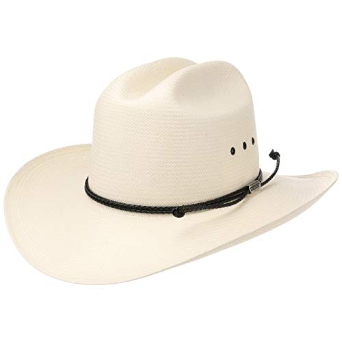 Stetson Sombrero de Paja Oeste Comfort 10X Hombre - Made in USA Verano Rodeo con Banda Piel Primavera/Verano - 58 cm Blanco Crema